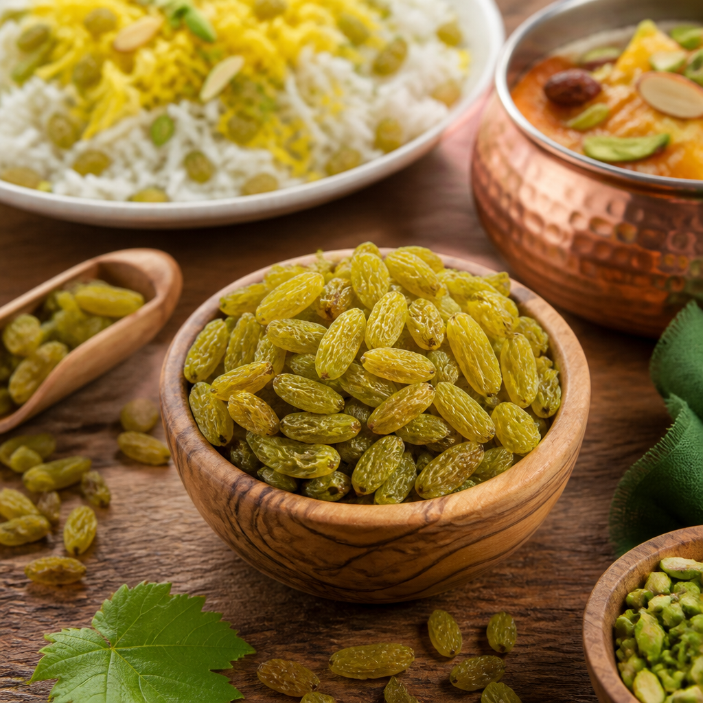 کشمش پلویی سبز و کاربردهای آن در آشپزی