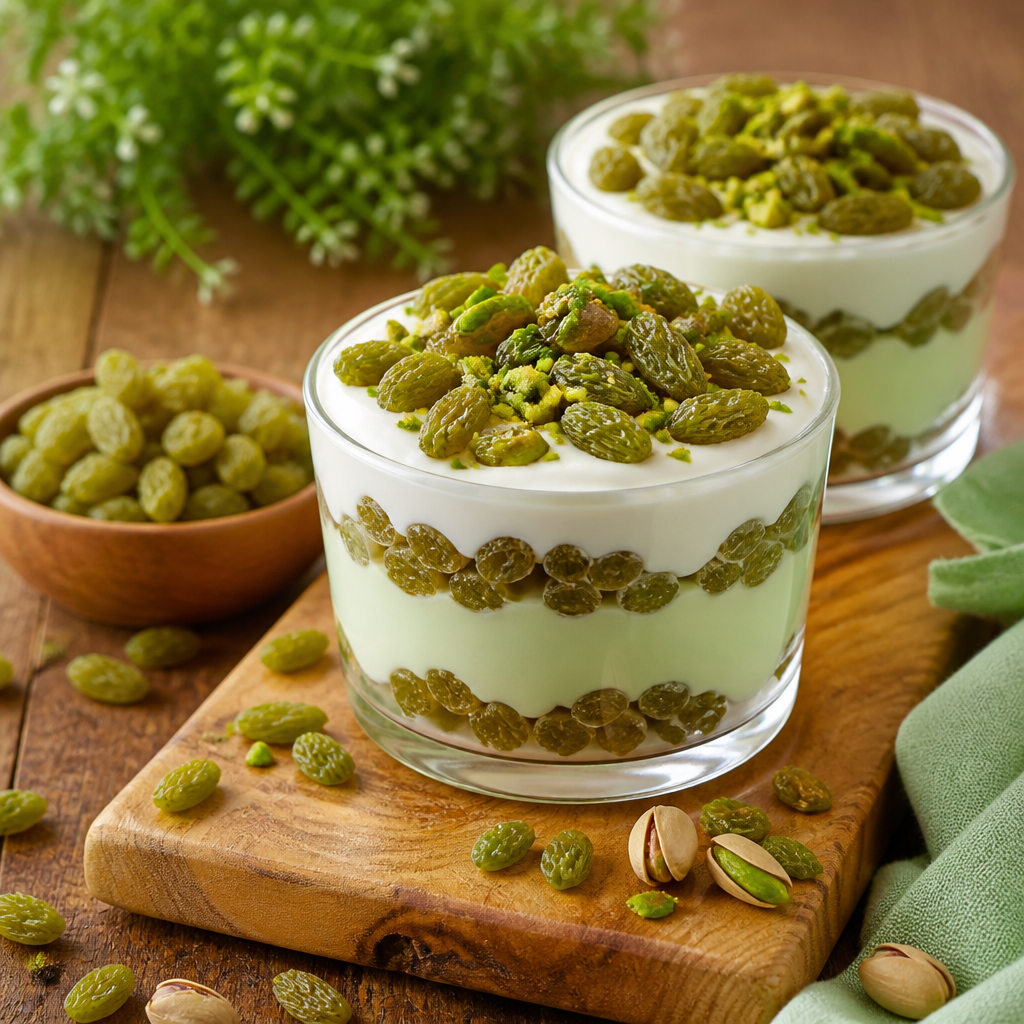 طرز تهیه یک دسر خوشمزه با کشمش پلویی سبز